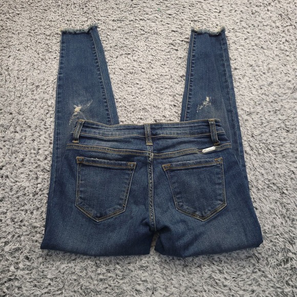 KanCan Jeans Women 3 Blue Thrashed Medium Wash Casual Skinny Stretch Normcore - Picture 1 of 10